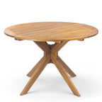 Stanford Outdoor Round Acacia Wood Dining Table with X Base