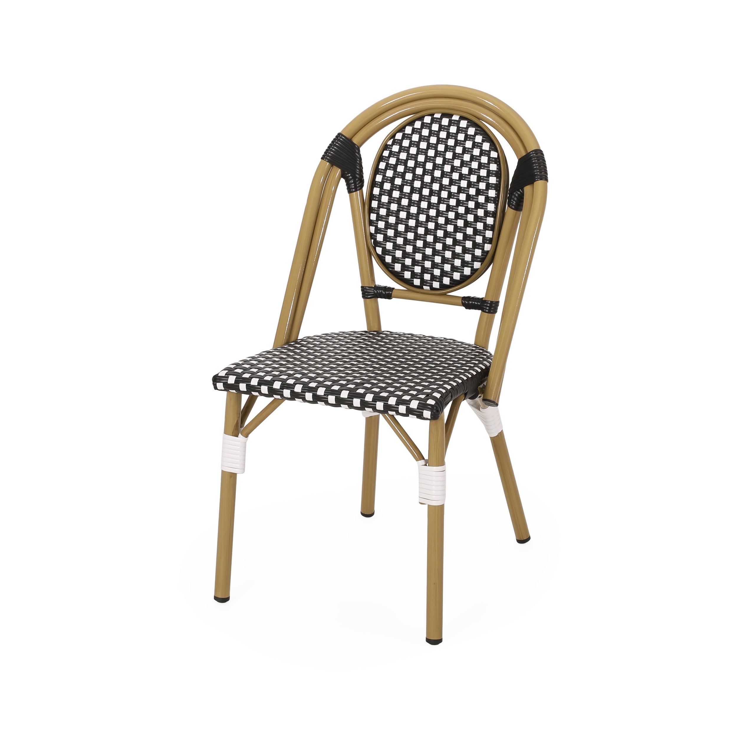 PE Rattan and Aluminum Bistro Chair with Sloped Arms, Set of 2