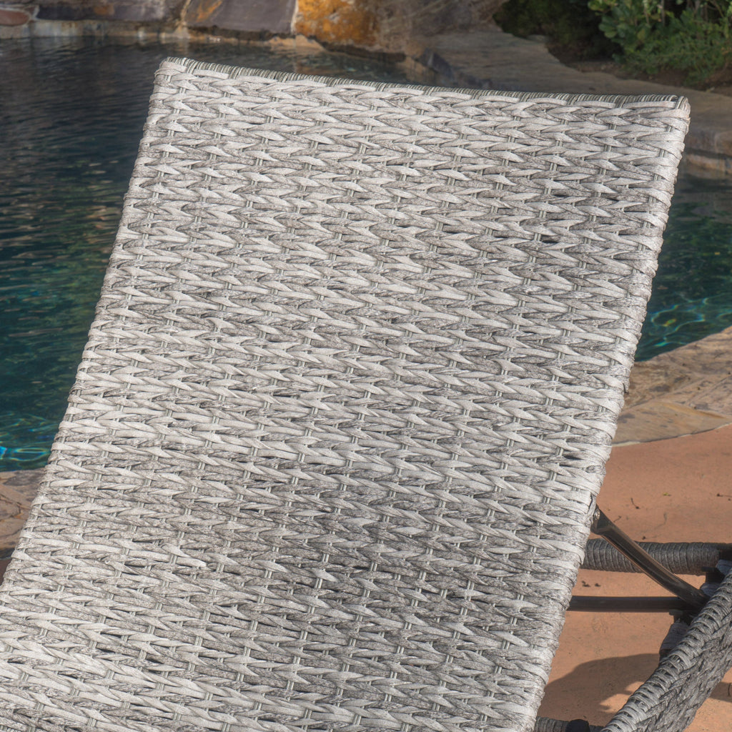 Crete Wicker Chaise Lounge, Set of 2