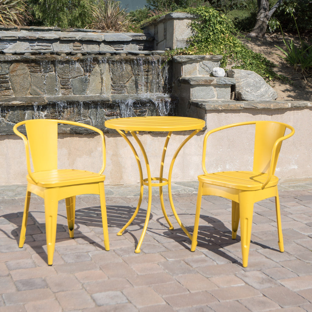 Colman 3-Piece Iron Bistro Set with Table and 2 Chairs