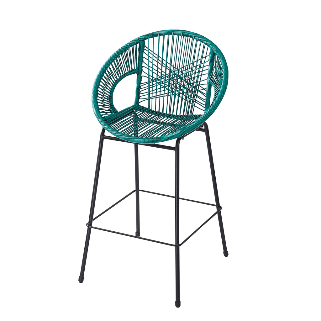 Entwined Outdoor Bar Stool with Ergonomic Design and Footrest, Set of 2