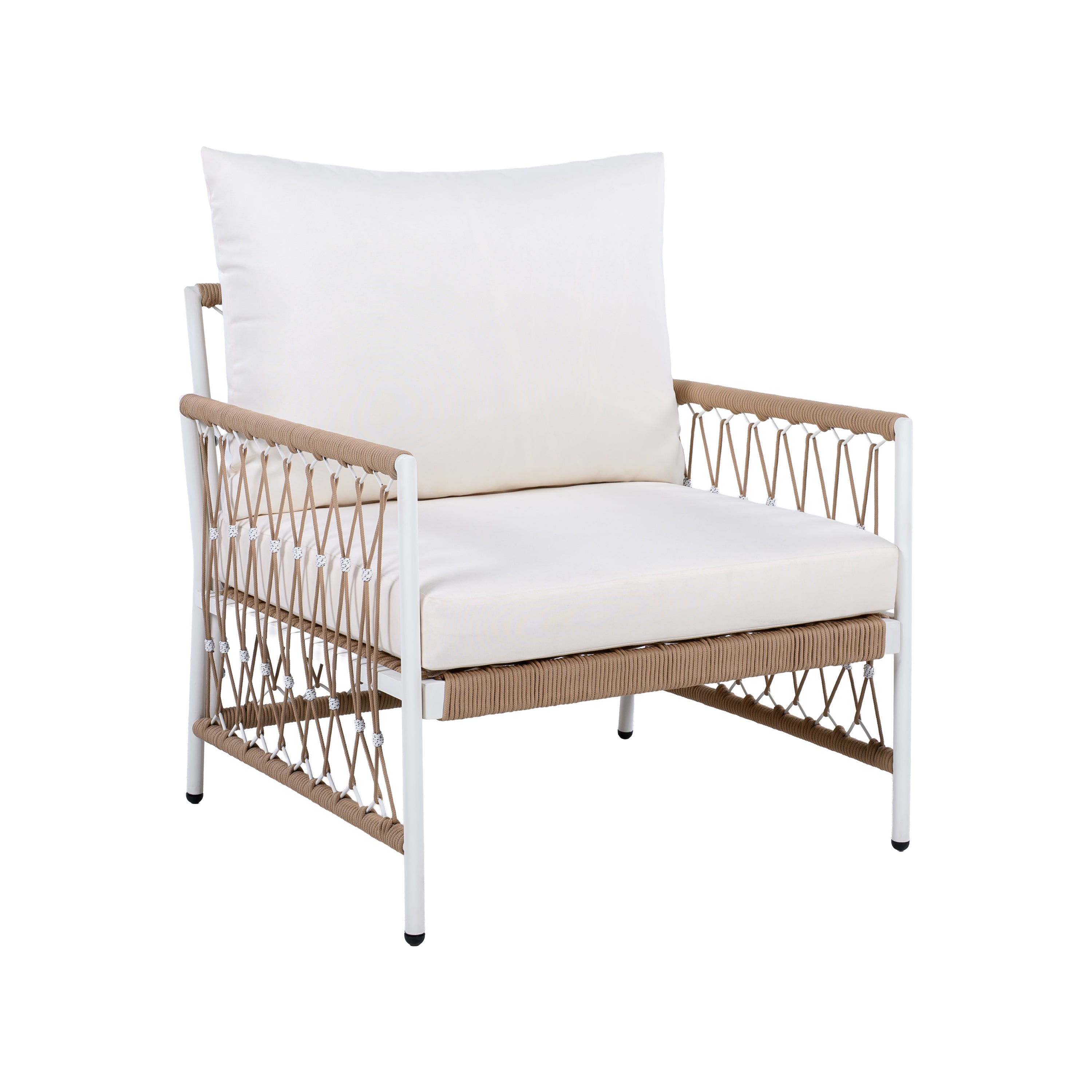 Caspian Outdoor Handwoven Rope Accent Chairs, Set of 2