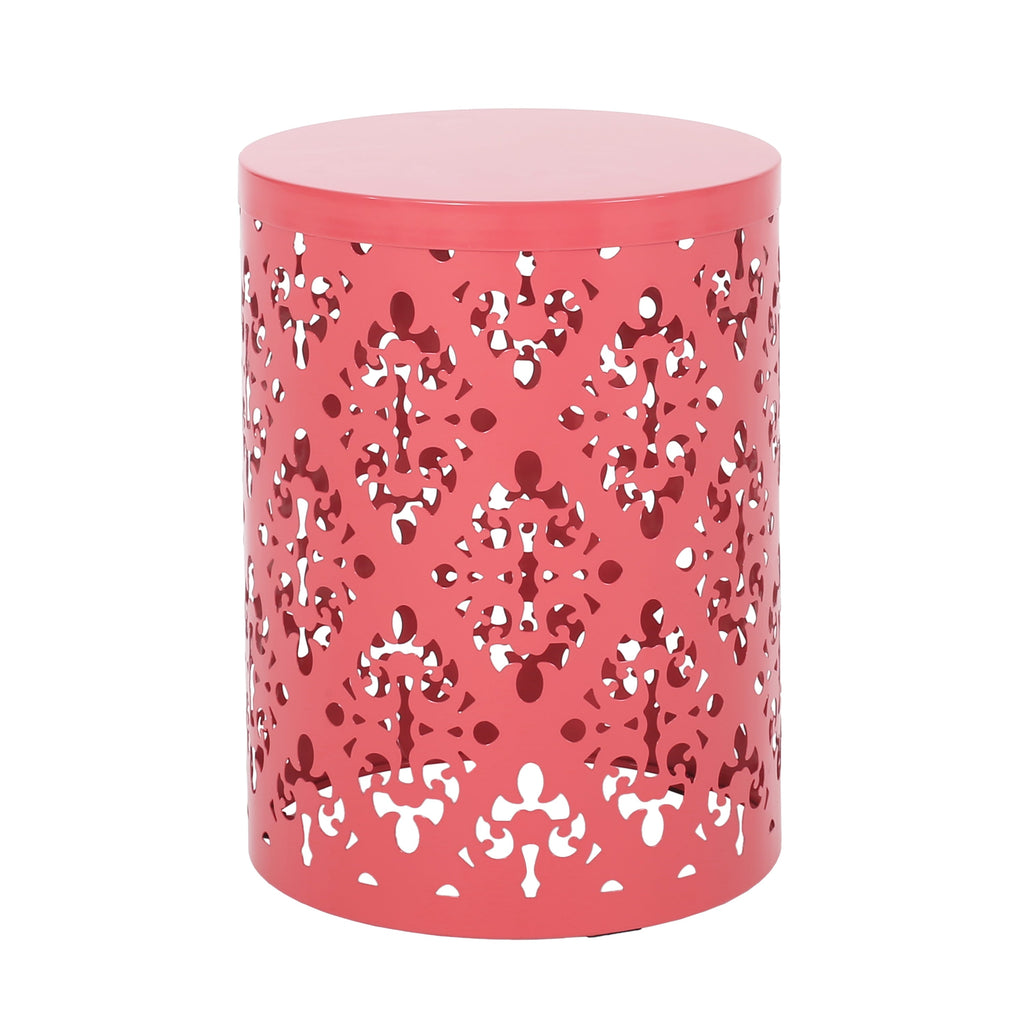 Refinery 2-Piece Outdoor End Table Set with Floral Patten and Iron Cut Design