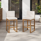 Seacliff Outdoor Acacia Wood Barstools, Set of 2