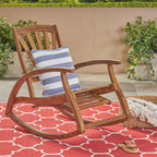 Outdoor Acacia Wood Rocking Chair with Retractable Foot Rest