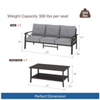 Marisol 5 Piece Metal Patio Furniture Set with 3 Seater Sofa