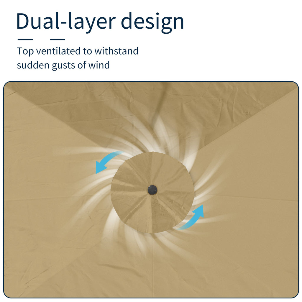 11' Outdoor Square Double Top Patio Umbrella, Base Not Included