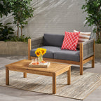 Laurel Outdoor Acacia Wood and Rope Chat Set
