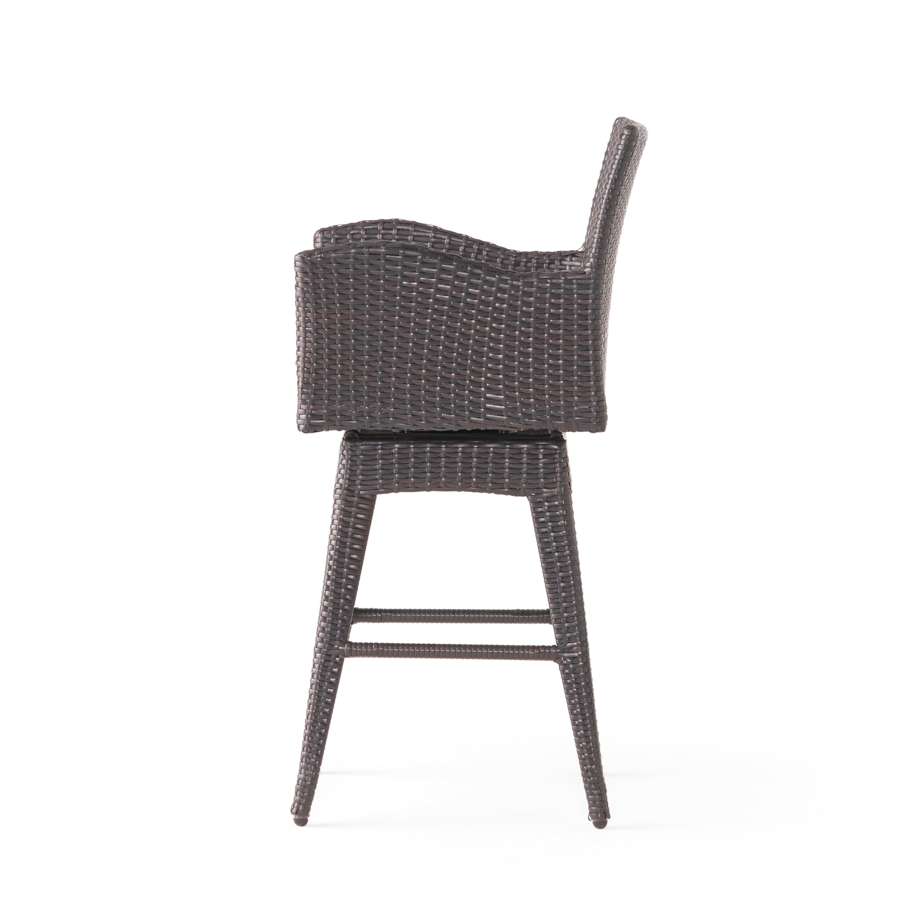 Liden Outdoor Modern PE Rattan Swivel Barstool with Tapered Legs