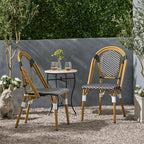 PE Rattan and Aluminum Bistro Chair with Sloped Arms, Set of 2