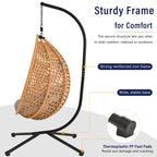 Hanging Swinging Egg Chair with Rattan Weaving, Base Included
