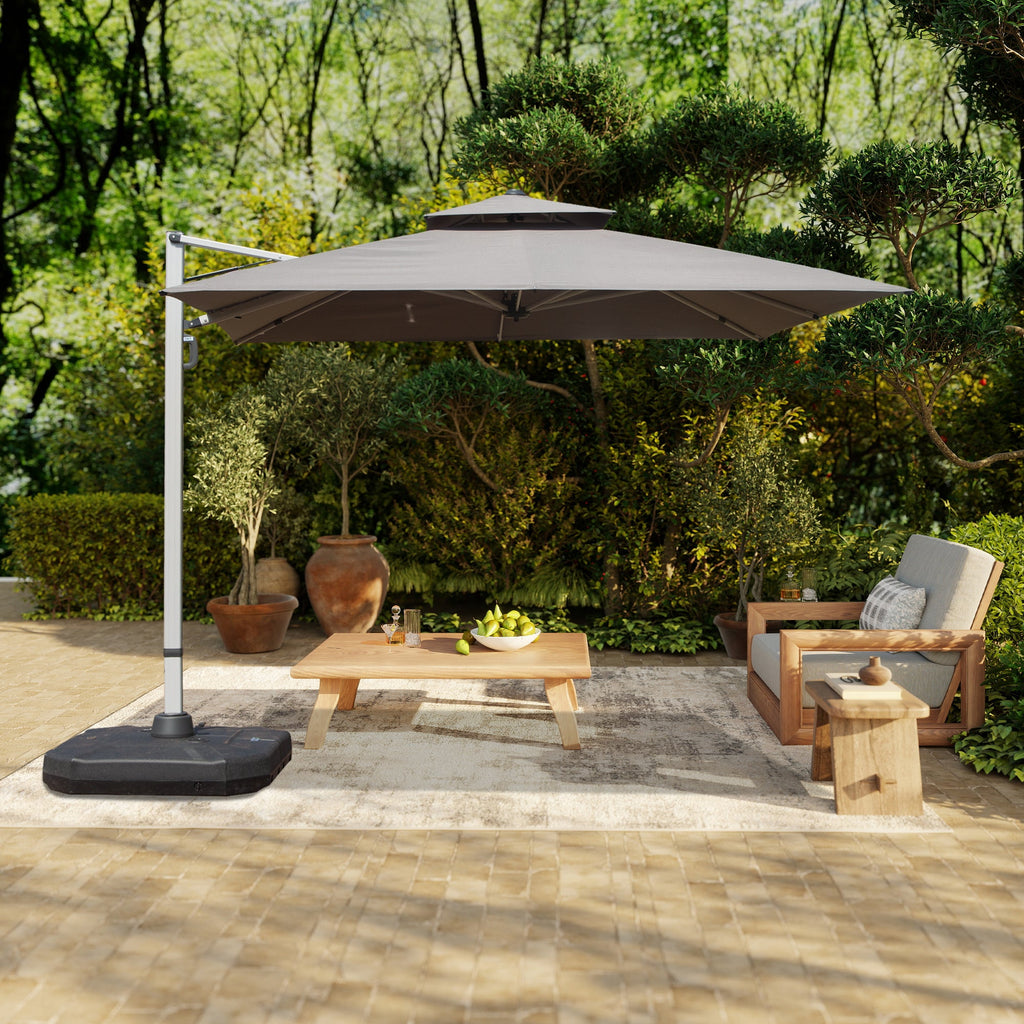 9' Aluminum Cantilever Tilt Patio Umbrella with Center Pole, Base Not Included