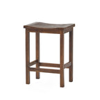Mahogany Brown Outdoor Acacia Wood Counter Height Barstool, Set of 2