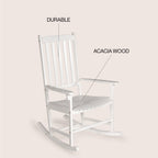 Seagrove Slat-Back Acacia Wood Outdoor Rocking Chair, White