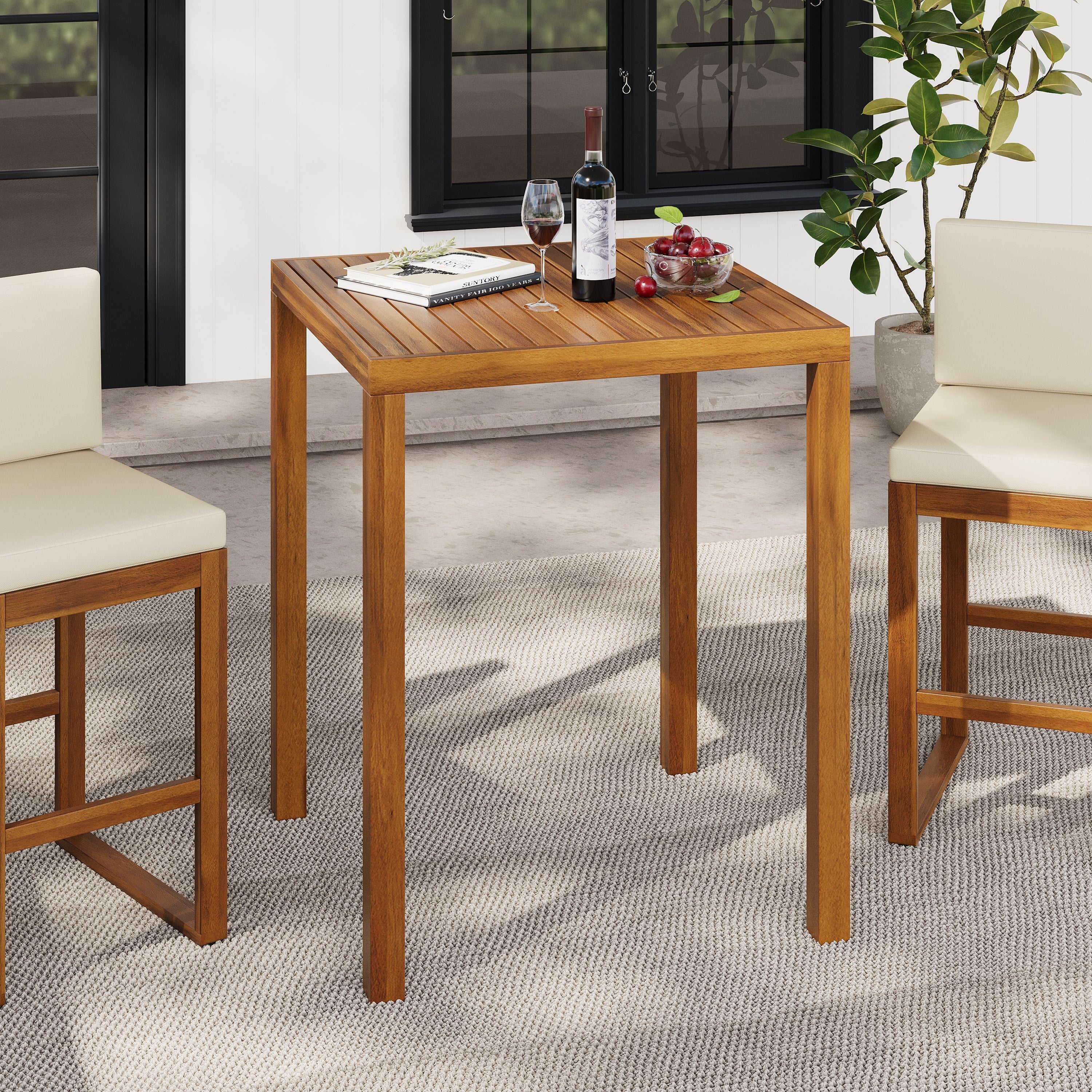 Seacliff Outdoor Acacia Wood Bar Table