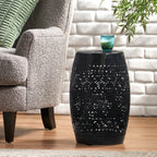 Ruby Outdoor Metal Lace Cutout Accent Table