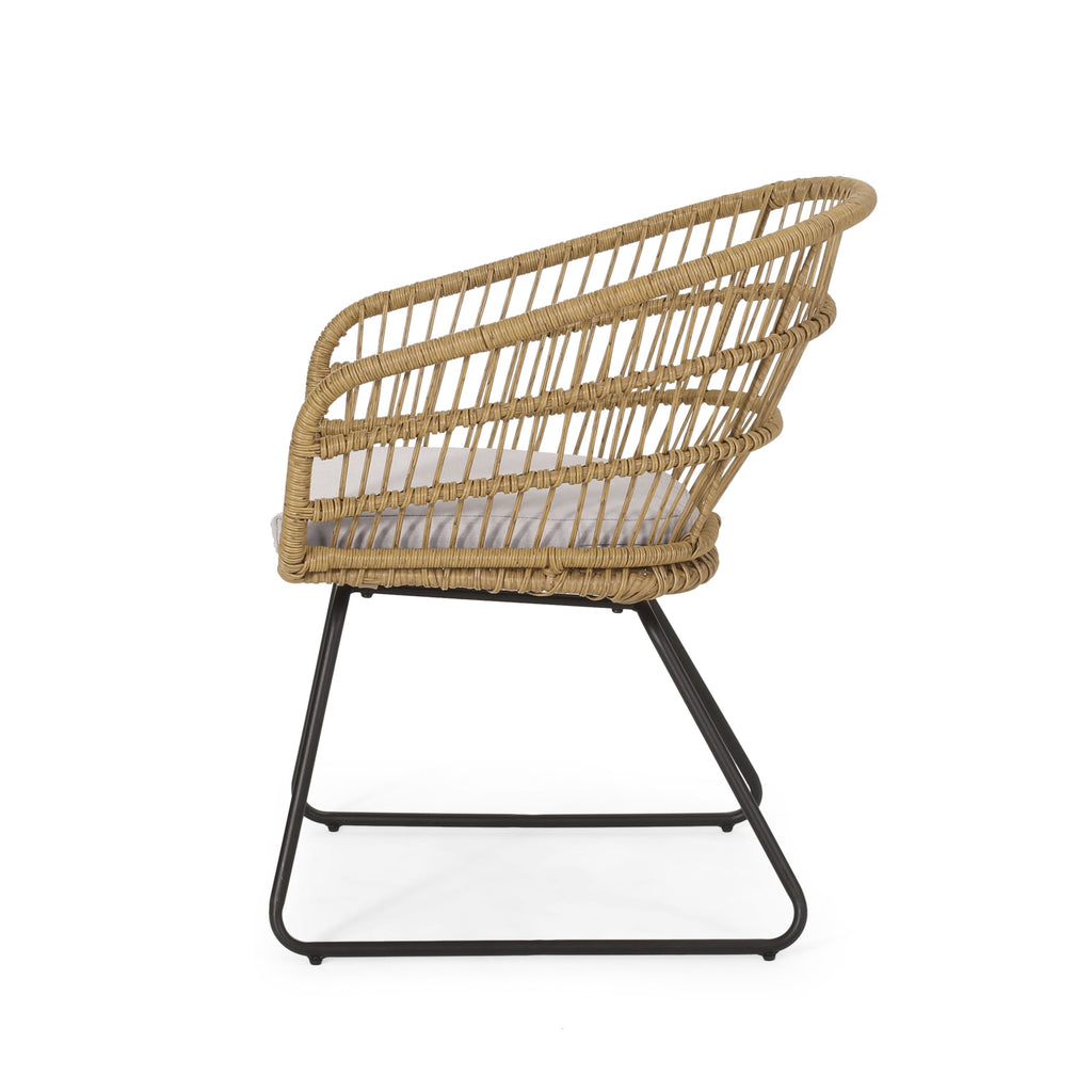 Outdoor Chair with Sled Legs and Curved Frame, Set of 2