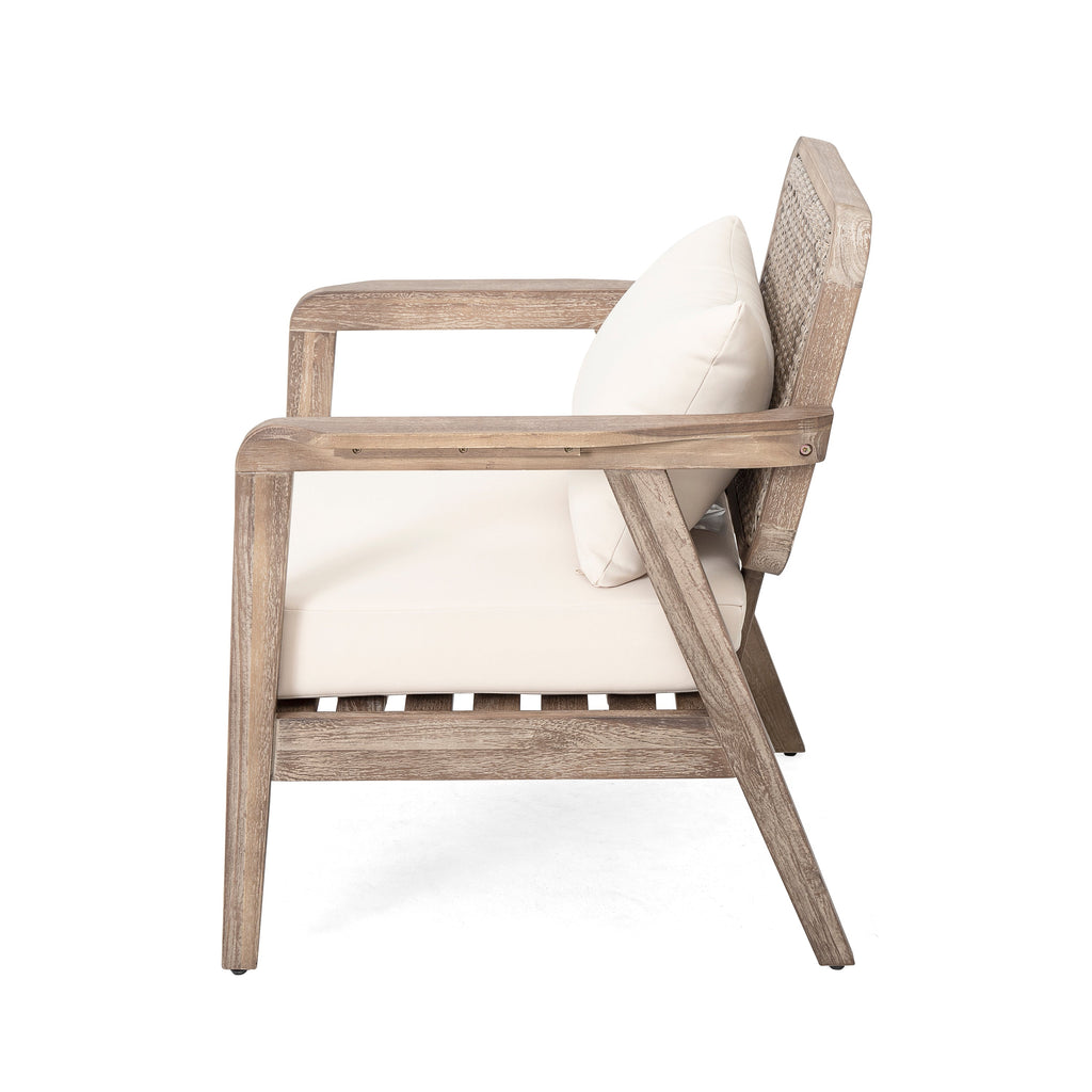 Outdoor Club Chair with Weaving Pattern Back and Deep Seat Cushion, Set of 2