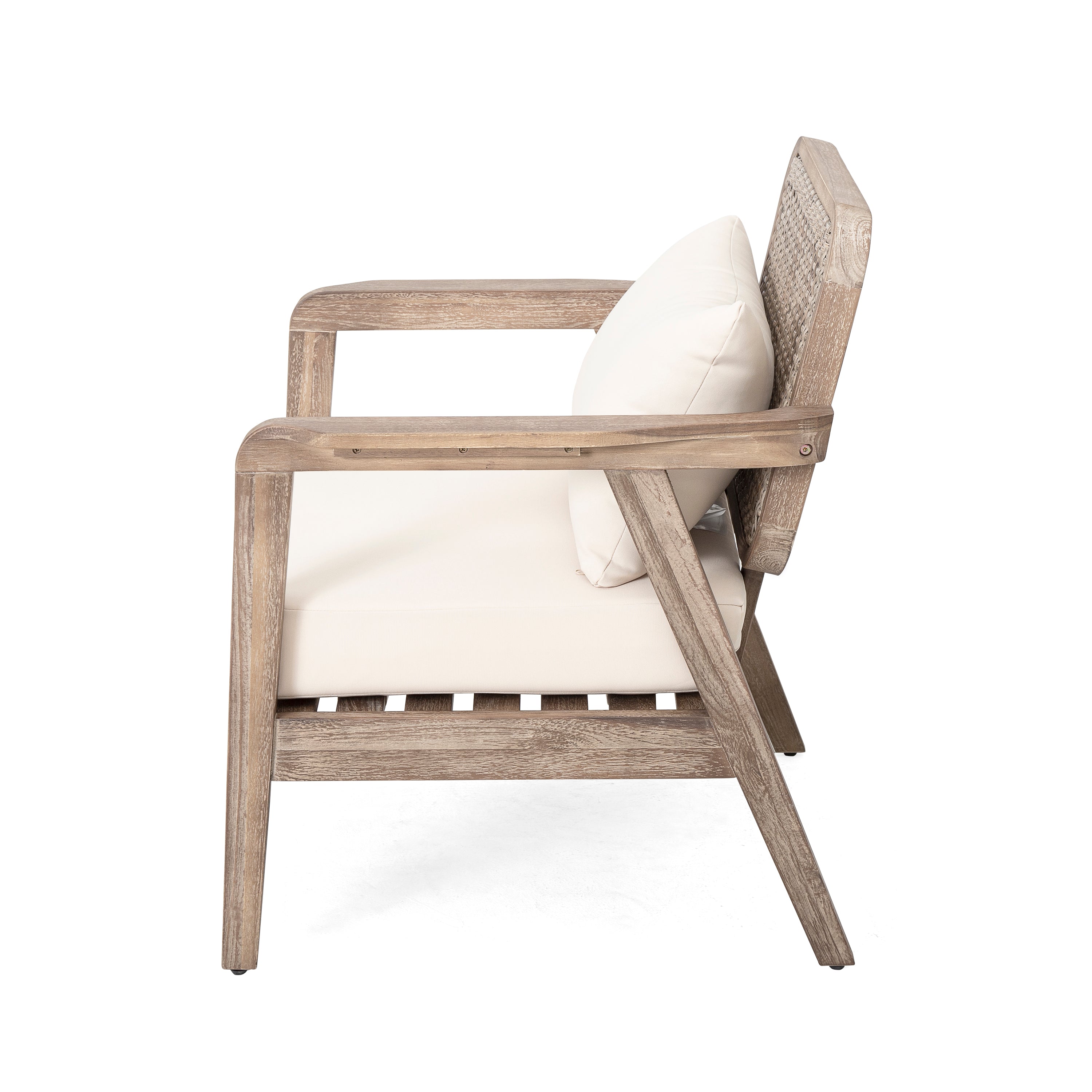 Outdoor Club Chair with Water-Repellent Cushion and Criss-cross Weaving Backrest