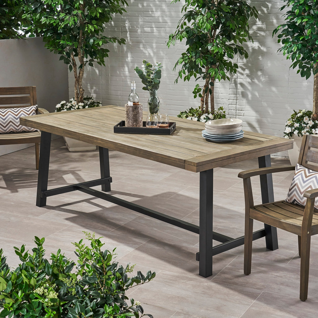 Acacia Wood Rectangular Outdoor Dining Table