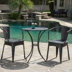 Pursuant 3-Piece Iron Bistro Set with Round Table and 2 Curved Back Chairs