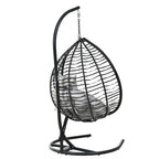 Foldable Rattan Egg Swing Chair with Iron Frame, Plush Cushion & Removable Headrest