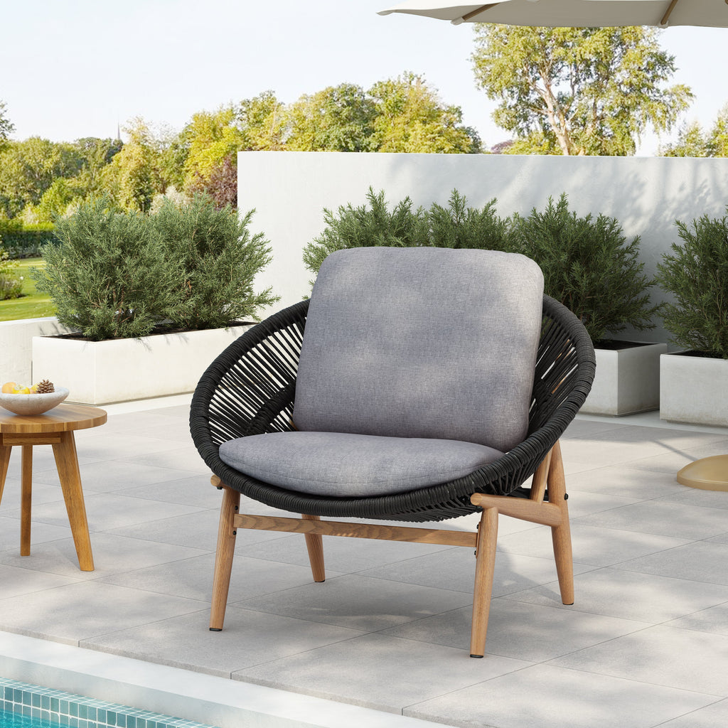 Cyril Outdoor Wicker Papasan Style Lounge Chair