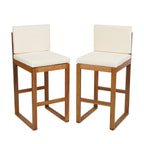 Seacliff Outdoor Acacia Wood Barstools, Set of 2