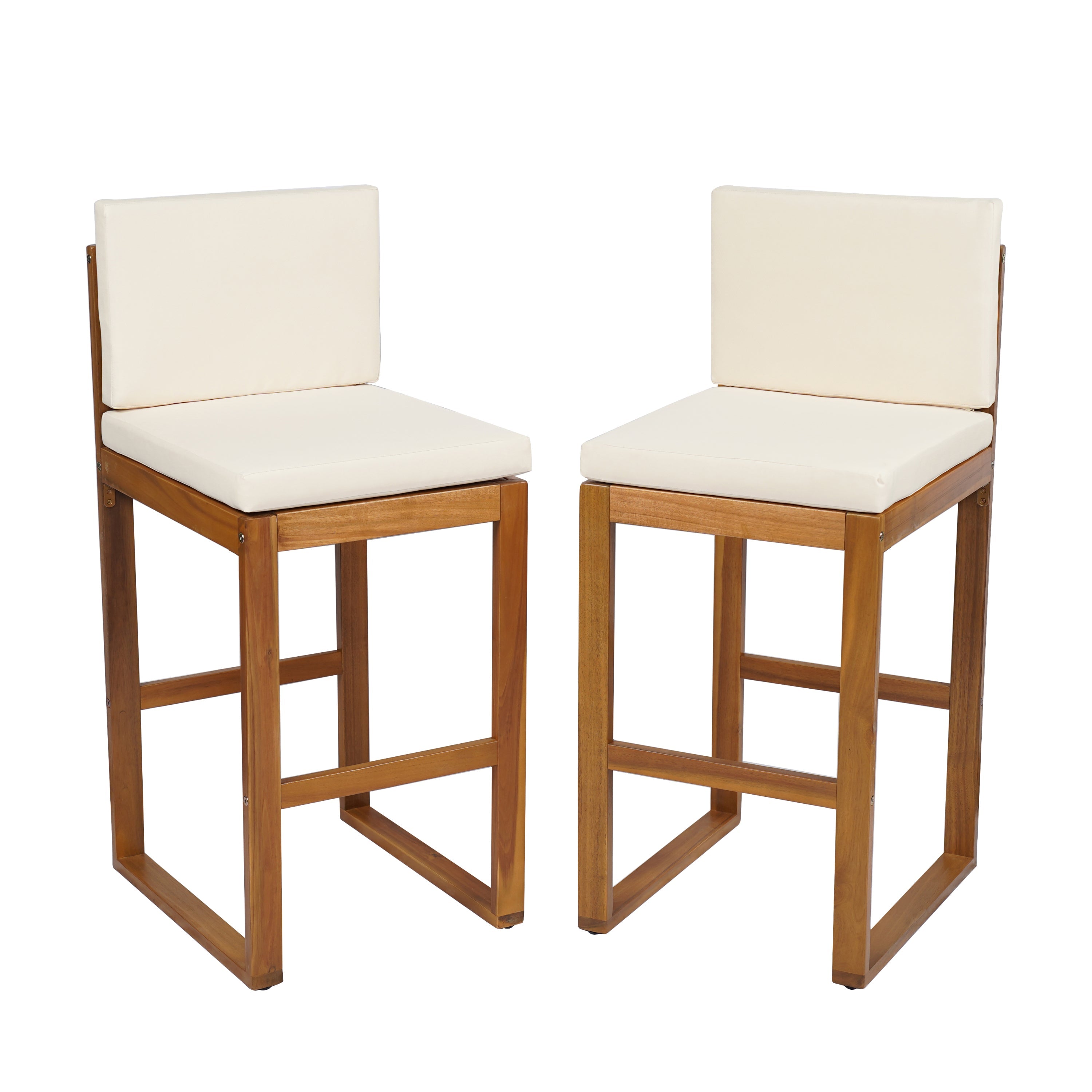 Seacliff Outdoor Acacia Wood Barstools, Set of 2