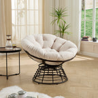360° Swivel Indoor Outdoor Wicker Papasan Chair with Soft Thick Cushion