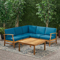 Perla Outdoor L-Shape Sectional Sofa with Coffee Table