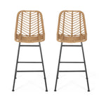 Sawtelle Outdoor Wicker Barstools, Set of 2