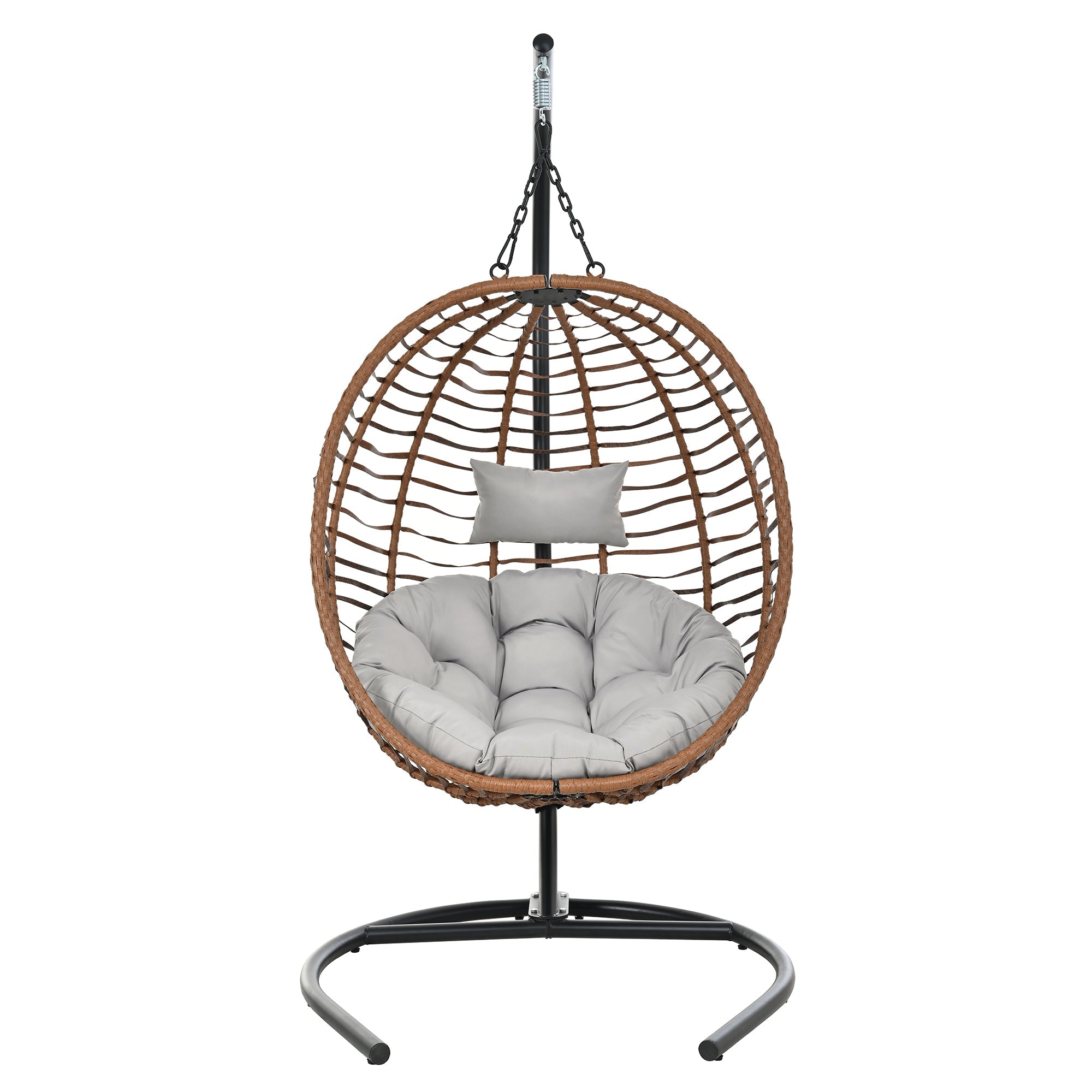 Folding Hanging Swinging Egg Chair with Stand & Tufted Cushion