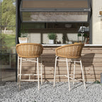 Santorini Wicker Outdoor Bar Stool, Set of 2