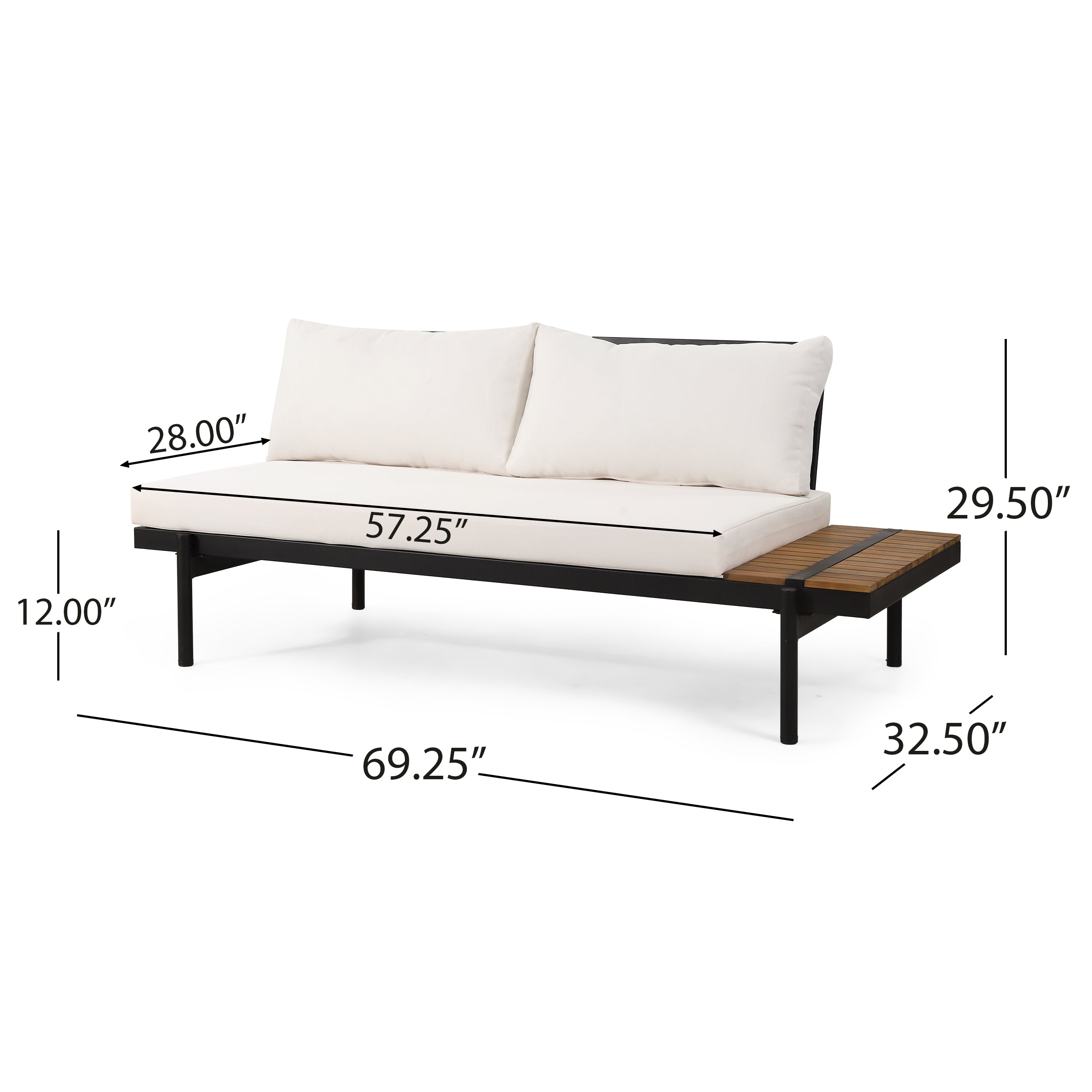 4-Piece Outdoor Sectional Sofa Set with Coffee Table, Water-Resistant Cushions and Iron Frame