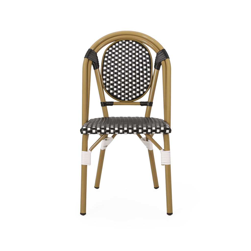 PE Rattan and Aluminum Bistro Chair with Sloped Arms, Set of 2