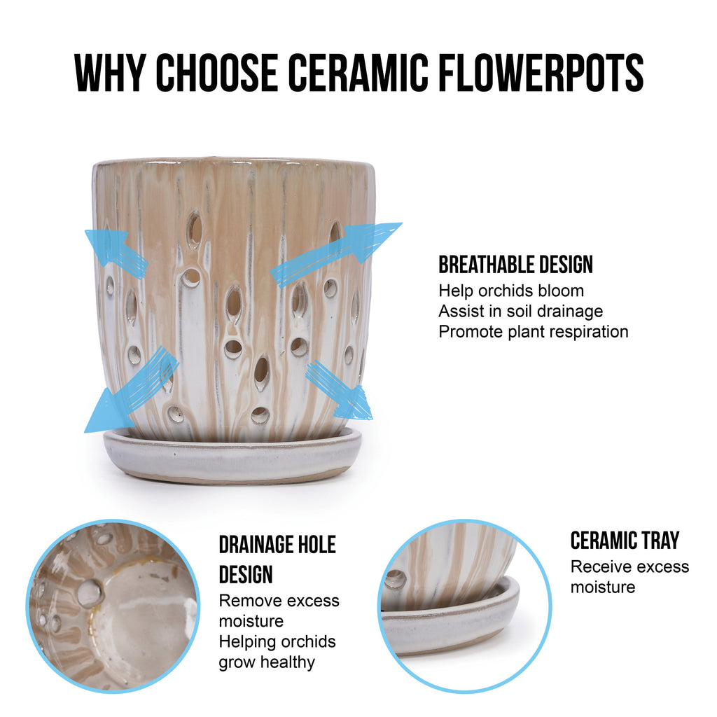 Aven Beige Handmade Ceramic Planter, Set of 2