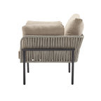 Brisa Outdoor Modern Iron Lounge Chair with Rope Weave