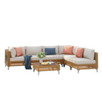 7-Piece Outdoor Wicker Sectional Sofa with Water Resistant Cushions and Coffee Table