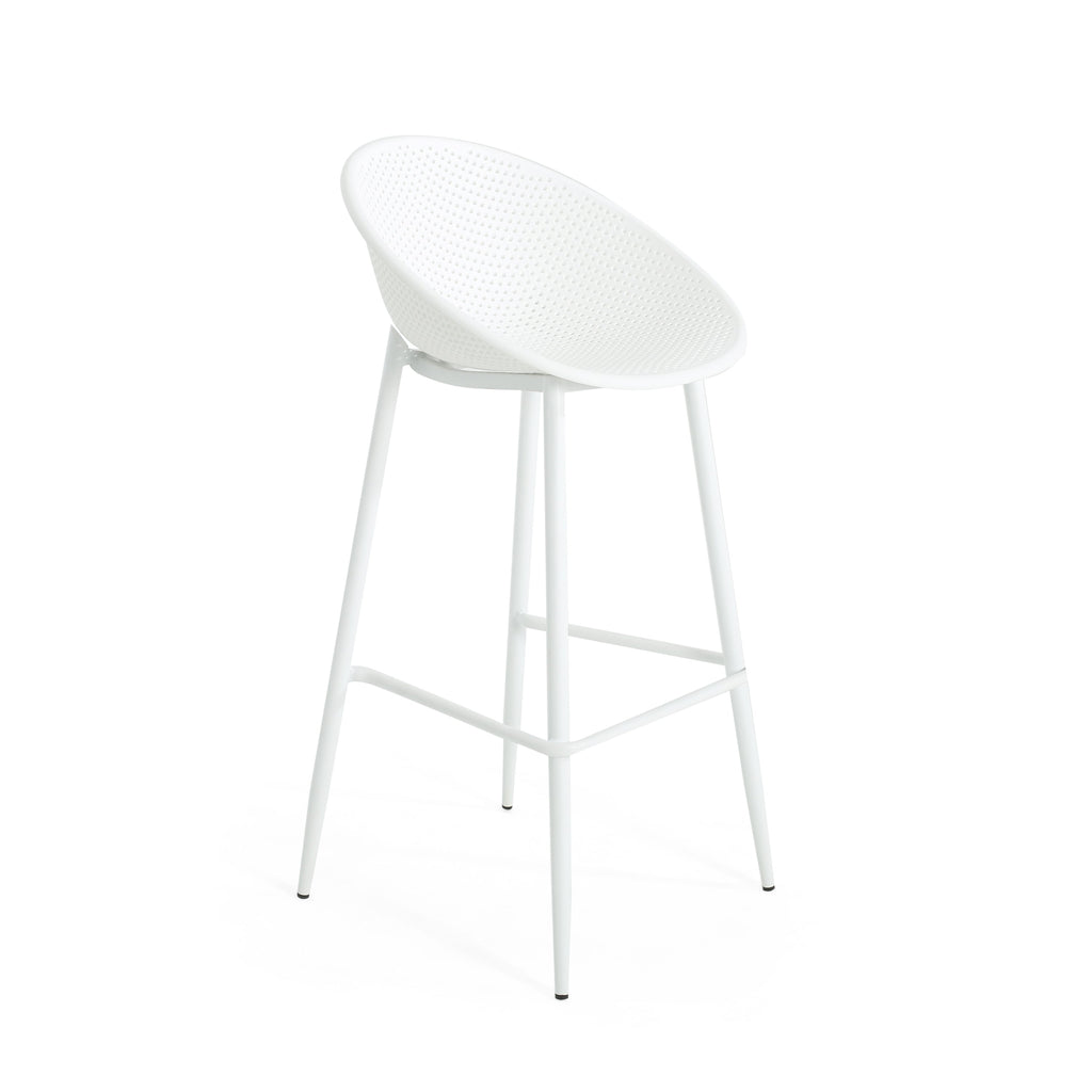 Rhodochrosite Outdoor Bar Stool with Diamond Mesh Pattern and Footrest, Set of 2