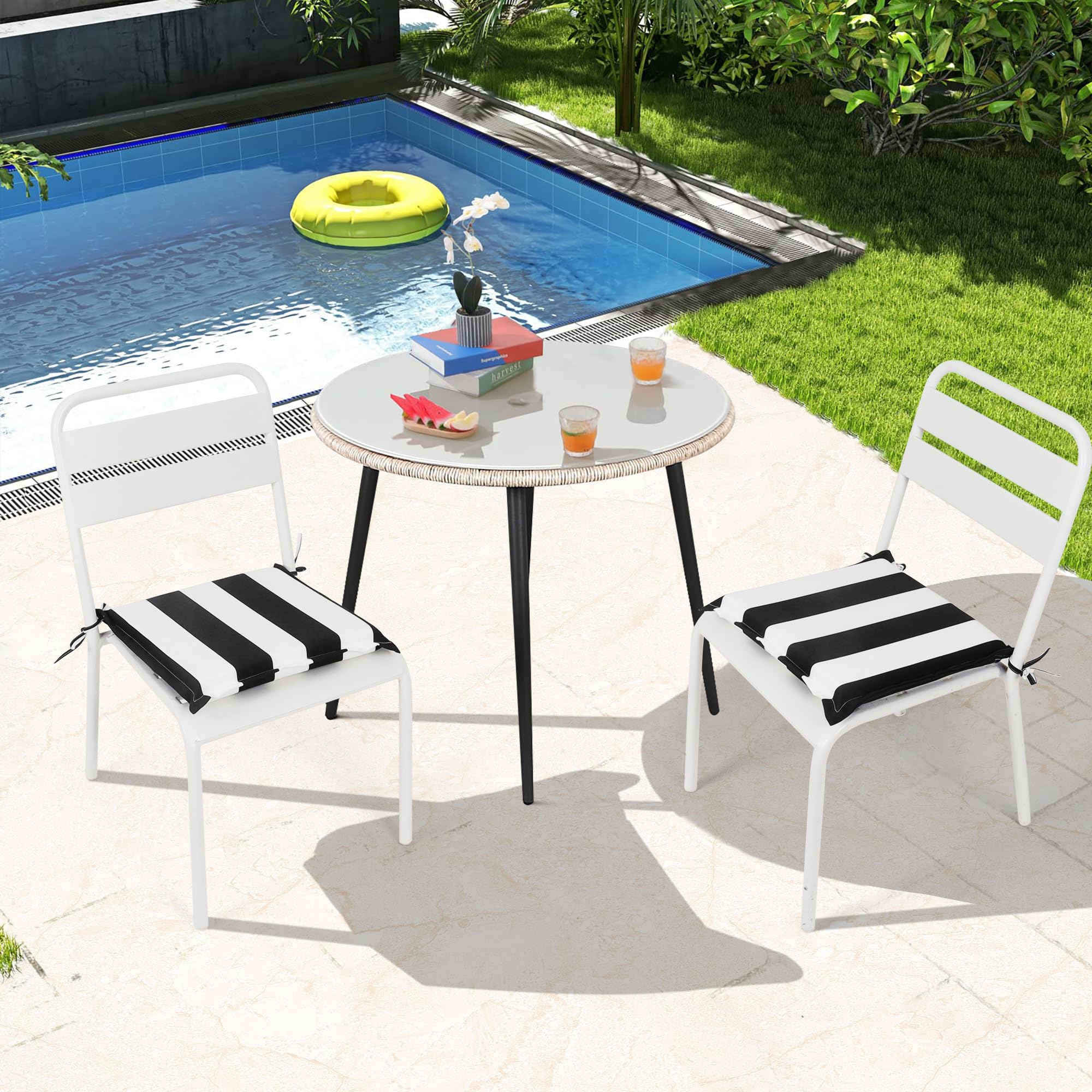Conjure 4-Piece 15x15" Outdoor Fabric Seat Cushion with Ties