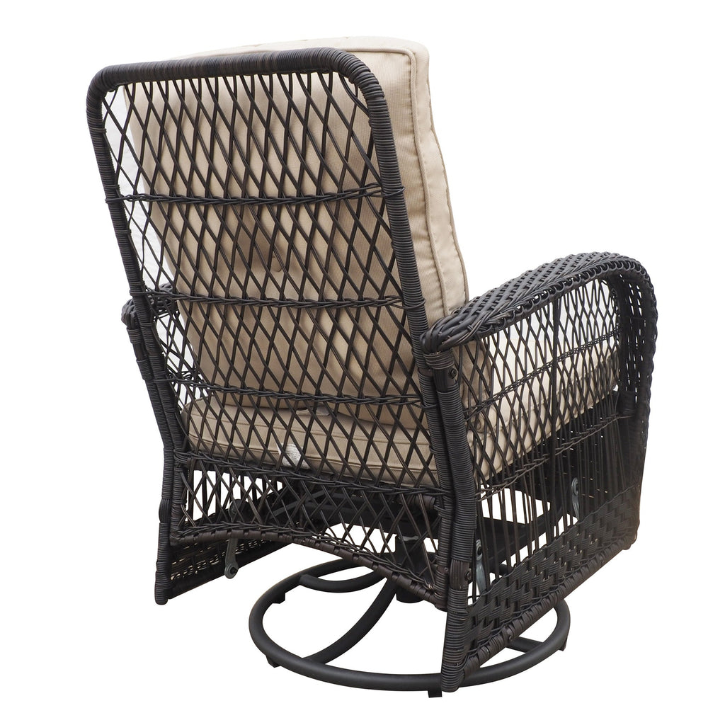 3 Piece Outdoor Wicker Rocker Swivel Conversation Set
