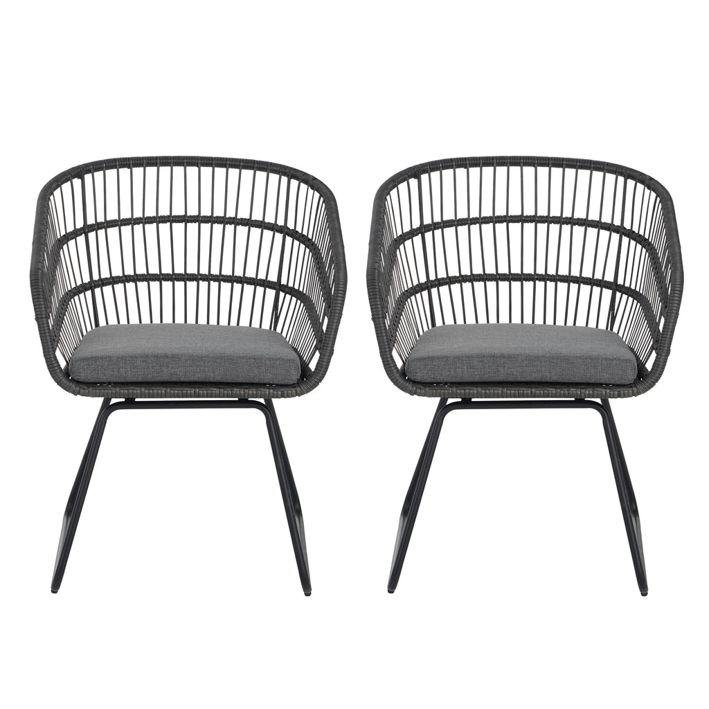 Outdoor Chair with Sled Legs and Curved Frame, Set of 2