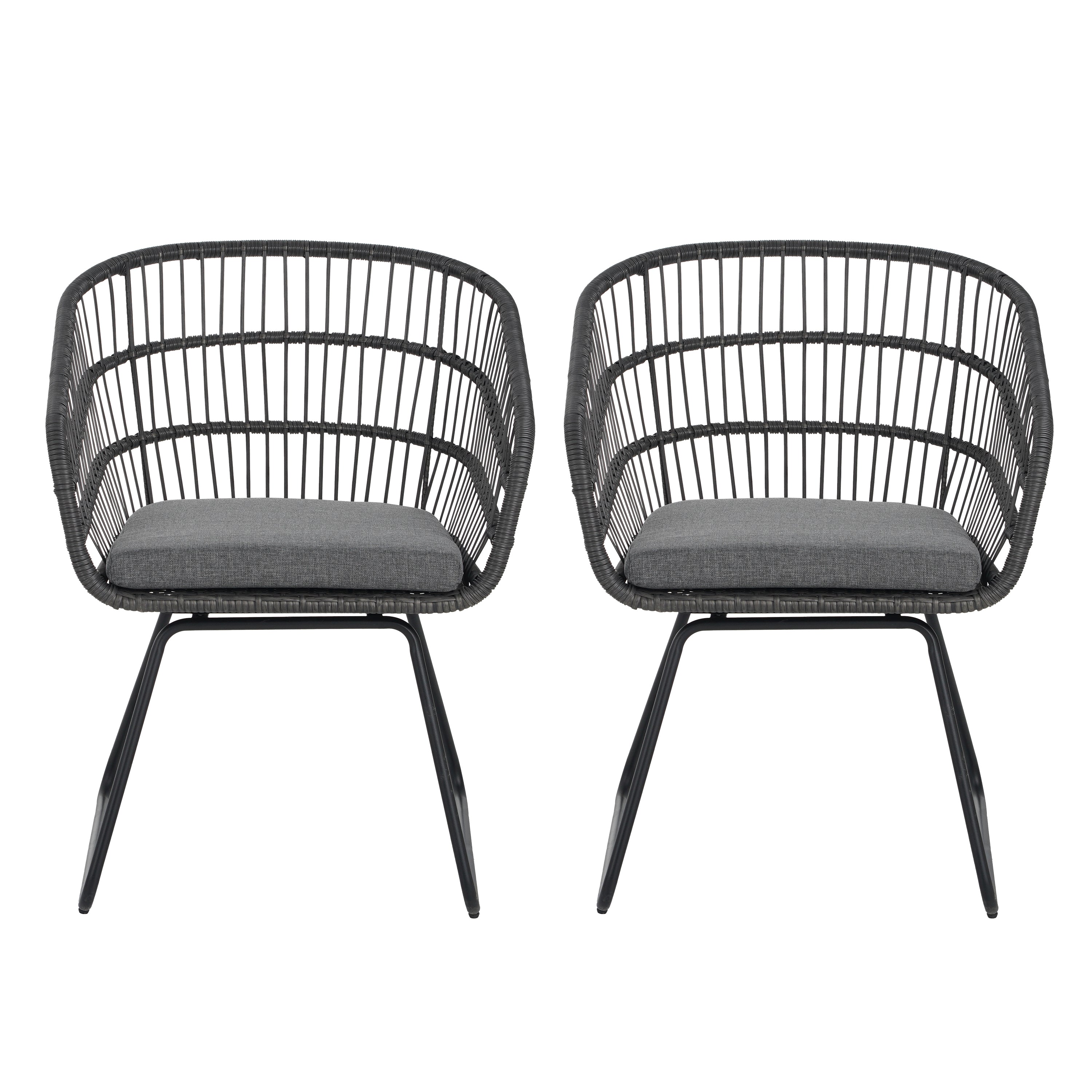 Outdoor Chair with Sled Legs and Curved Frame, Set of 2