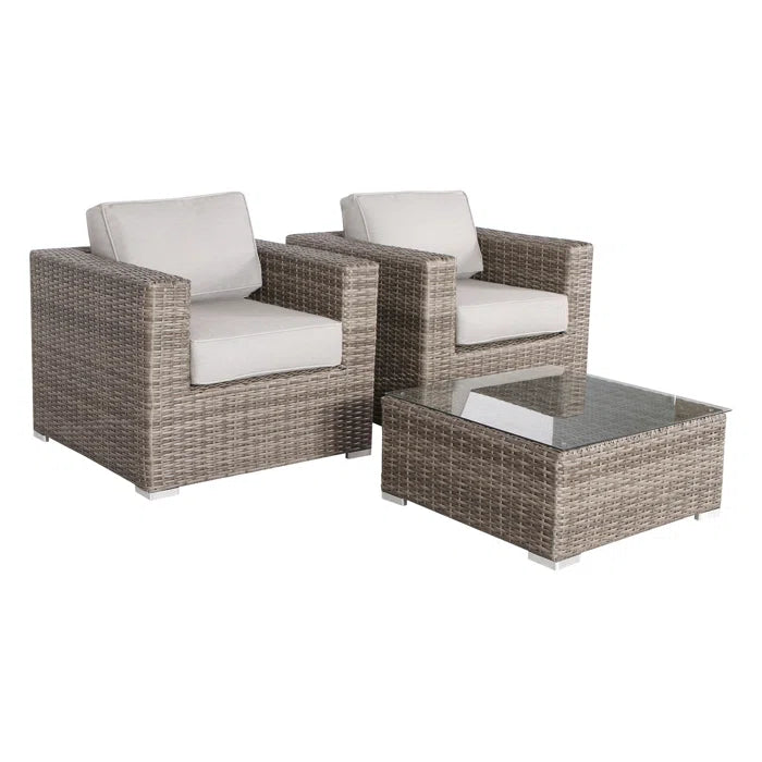 Modern All-Weather Wicker Outdoor Accent Chairs, 3-Piece Set
