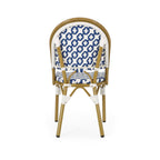 French Bistro Outdoor Dining Chairs, Set of 2 Navy & White
