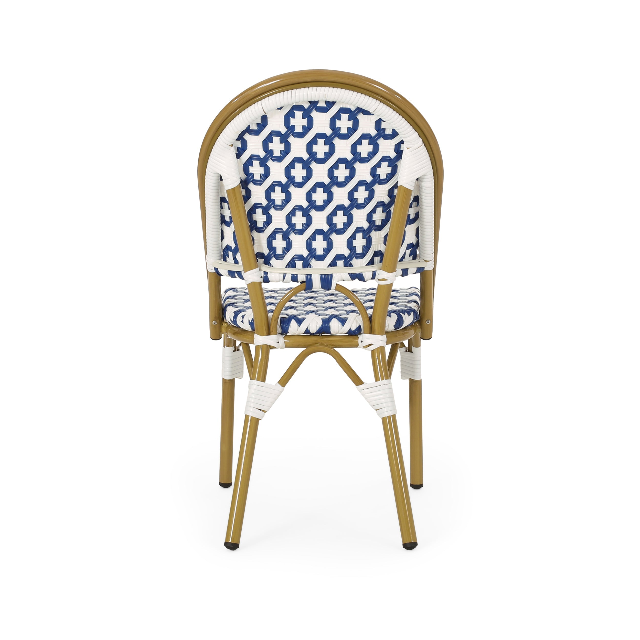 French Bistro Outdoor Dining Chairs, Set of 2 Navy & White