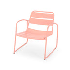 Outdoor Iron Chair with Open Slat Design and Curved Arms, Set of 2