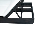 Adjustable Acacia Wood Low-Profile Double Sunlounge with Cushion
