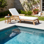 Retro Acacia Wood Outdoor Sunlounge with Wheels & 3-Position Backrest